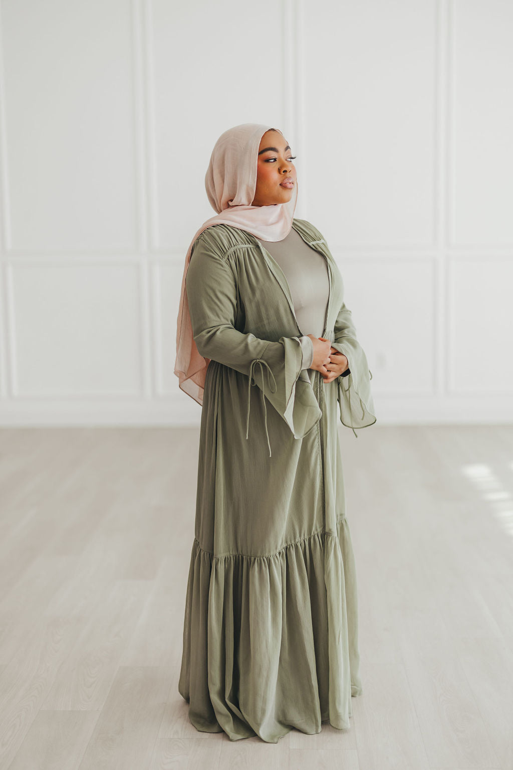 Sofia Abaya Set (Light Olive)