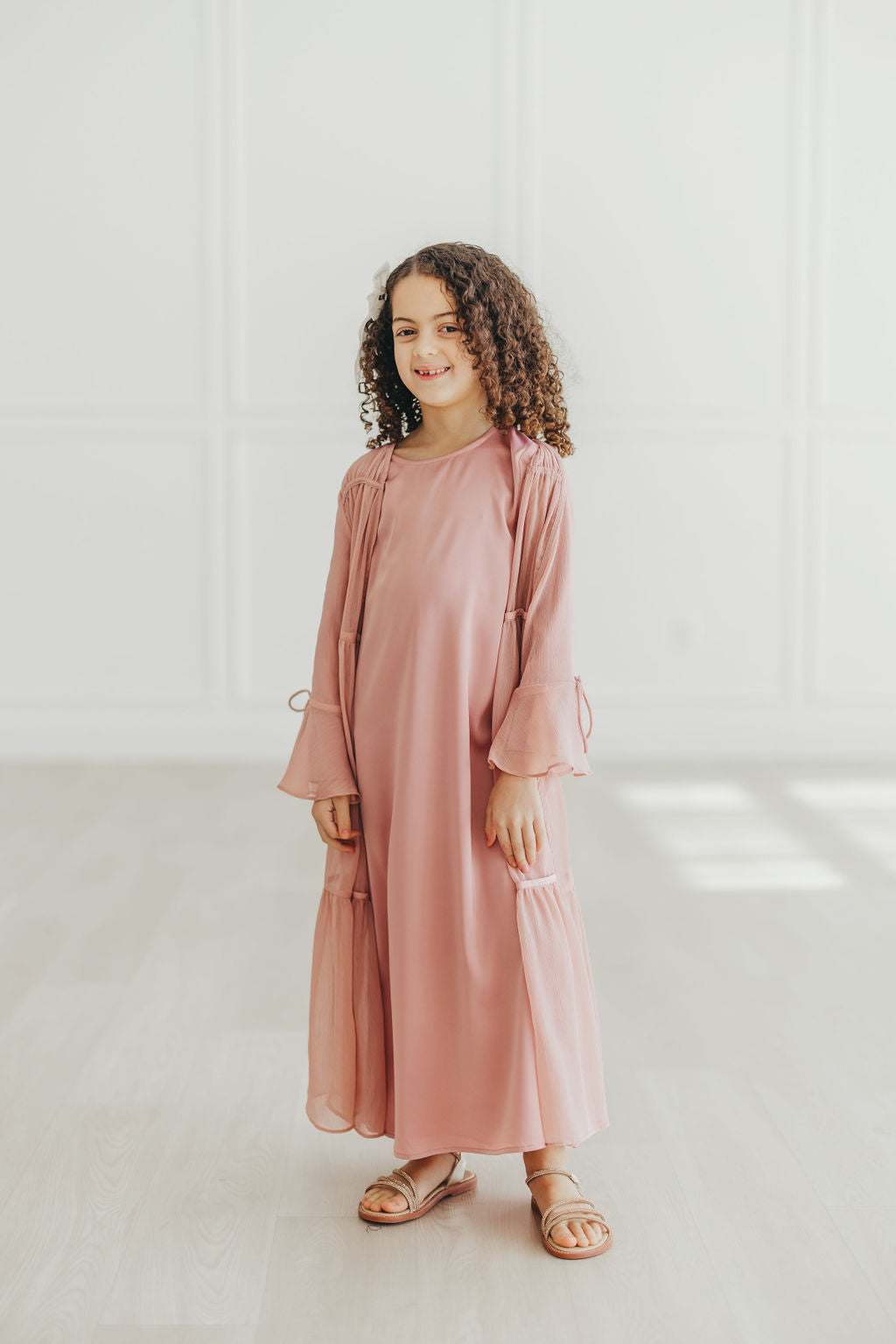 Sofia Girls Abaya Set (Desert Rose)