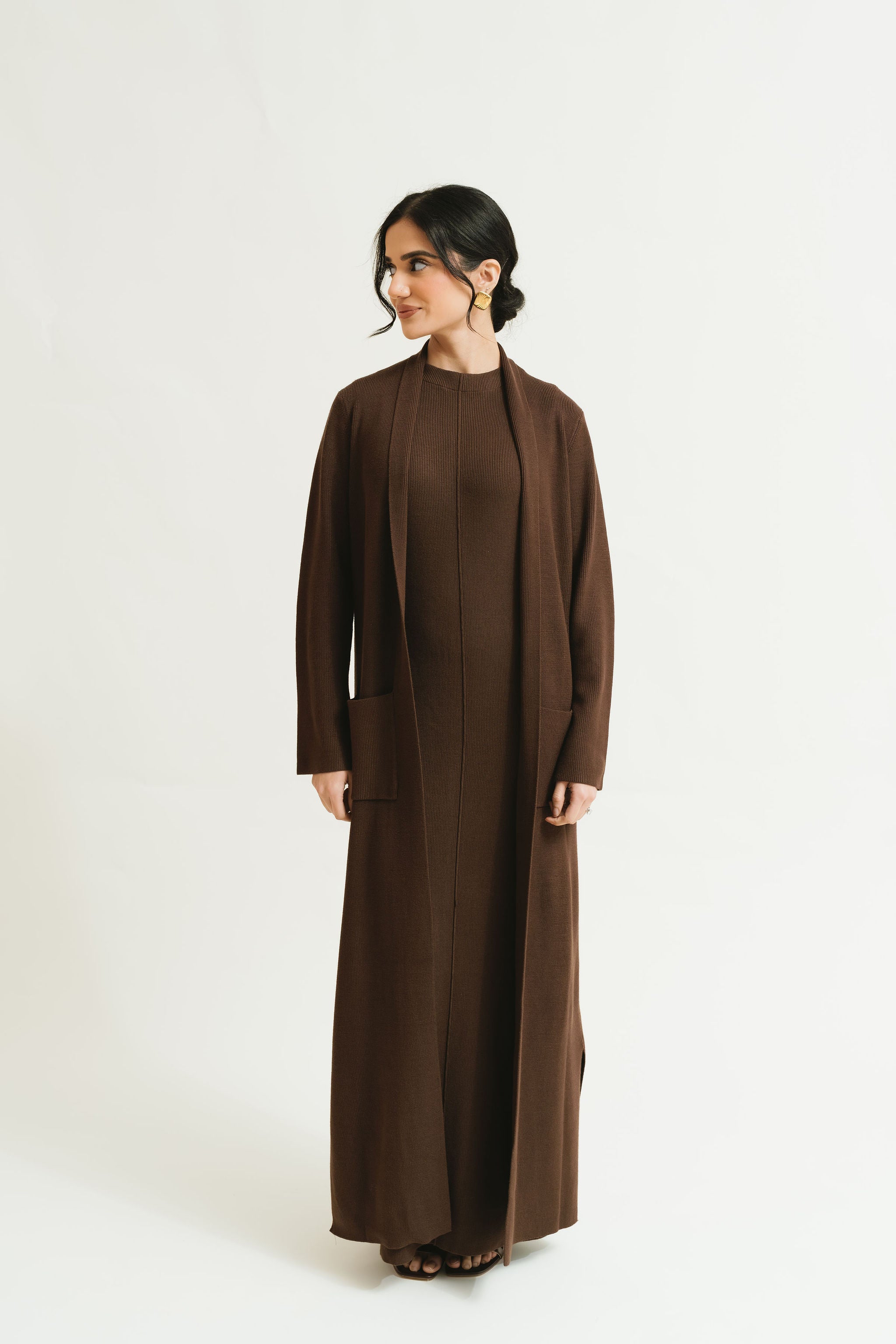 Lileian Knit Dress Set (Espresso) – Elaa The Label