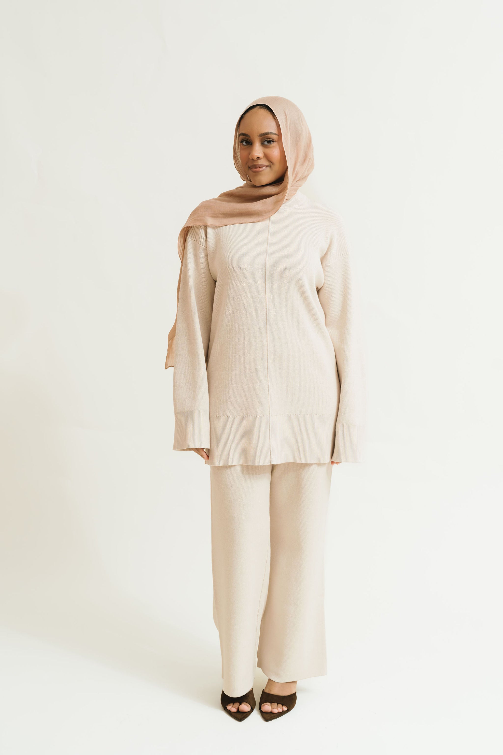 トップス andmary Clala layered set beige Maya Knit Top & Pant Set (Vanilla Cream) – Elaa The Label