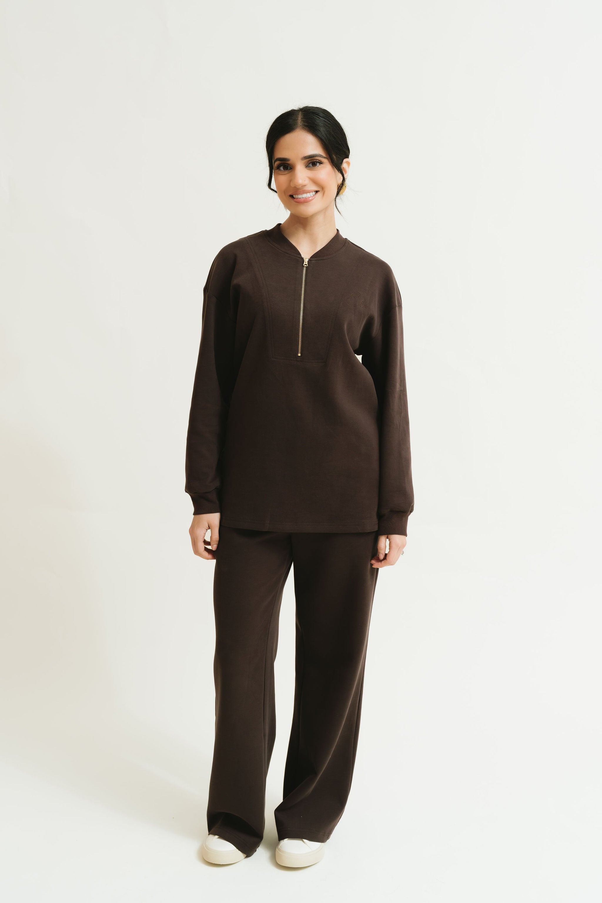 The Signature Tracksuit (Dark Chocolate) – Elaa The Label