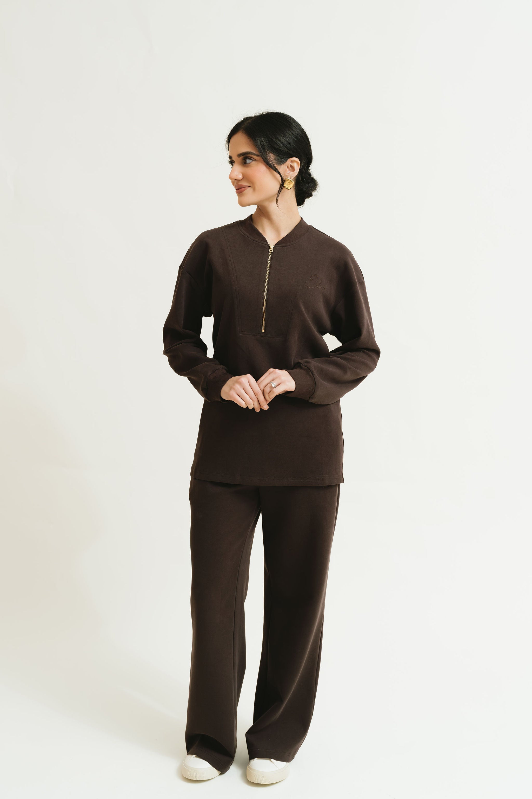 The Signature Tracksuit (Dark Chocolate) – Elaa The Label