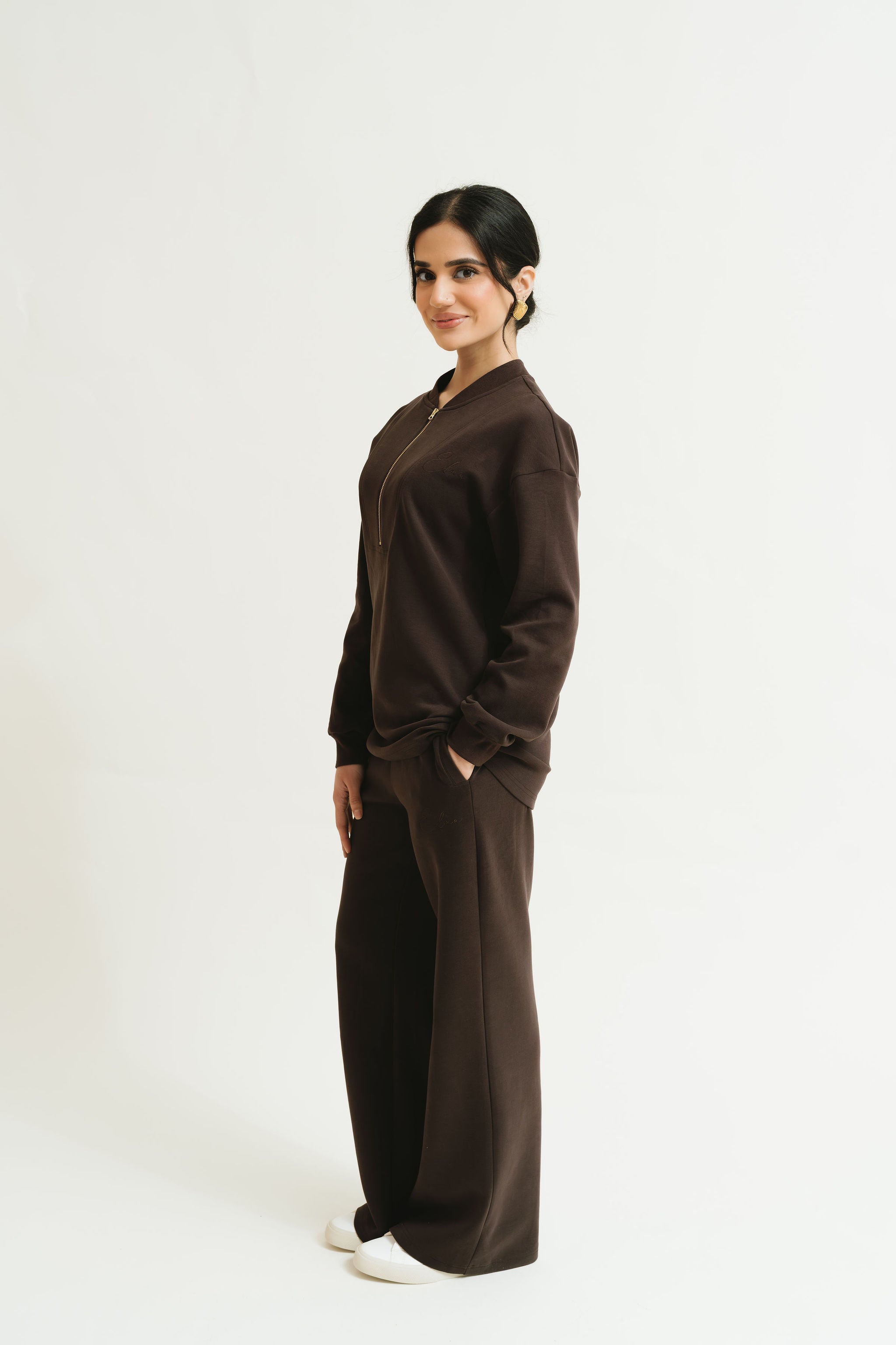 The Signature Tracksuit (Dark Chocolate) – Elaa The Label