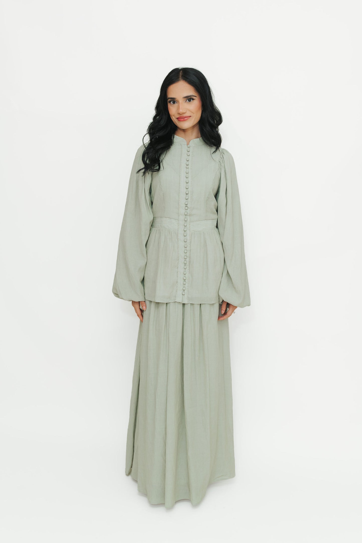 Lujaine Top & Skirt Set (Pistachio)