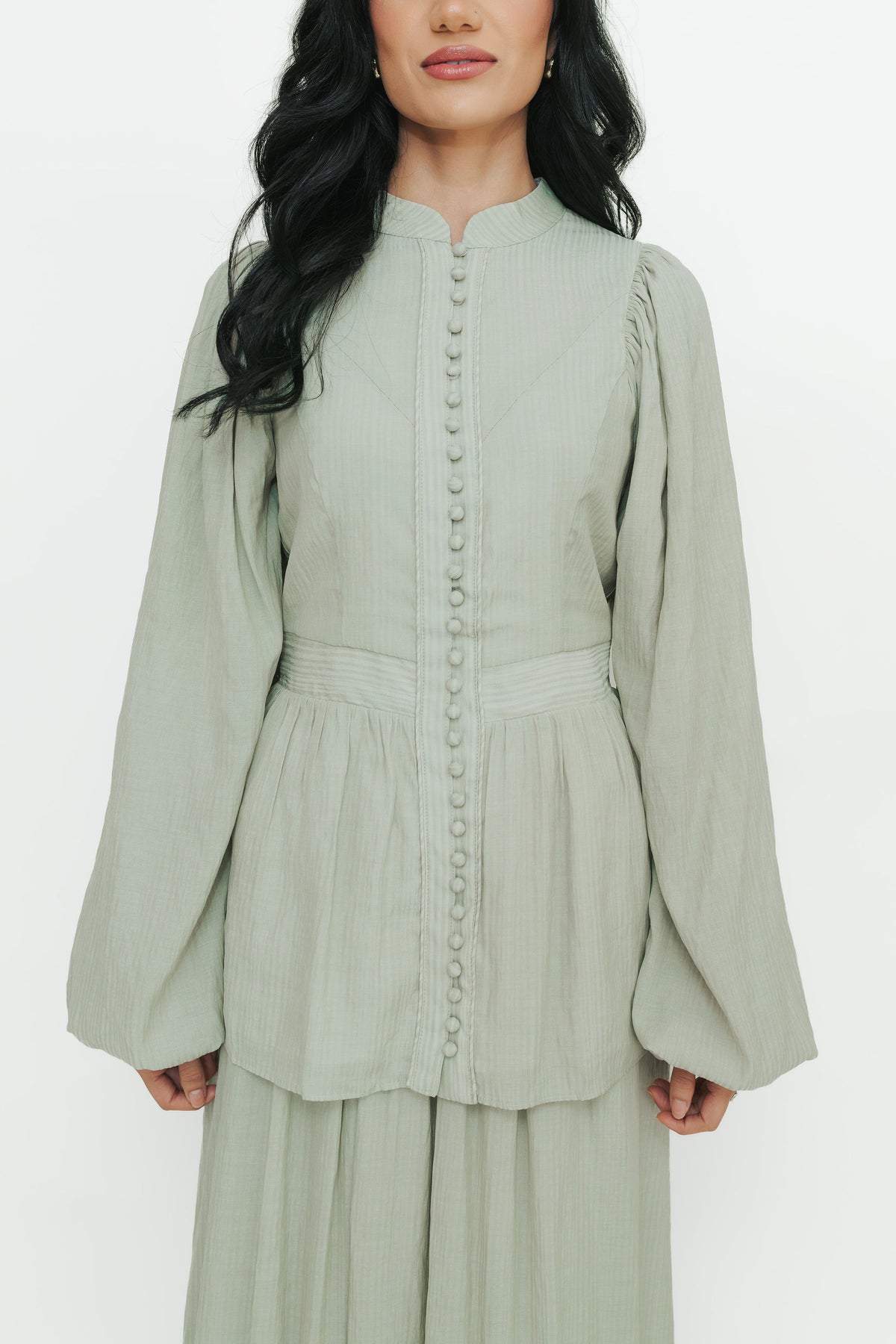 Lujaine Top & Skirt Set (Pistachio)