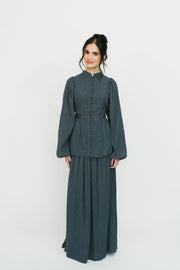 Lujaine Top & Skirt Set (Navy Noir)