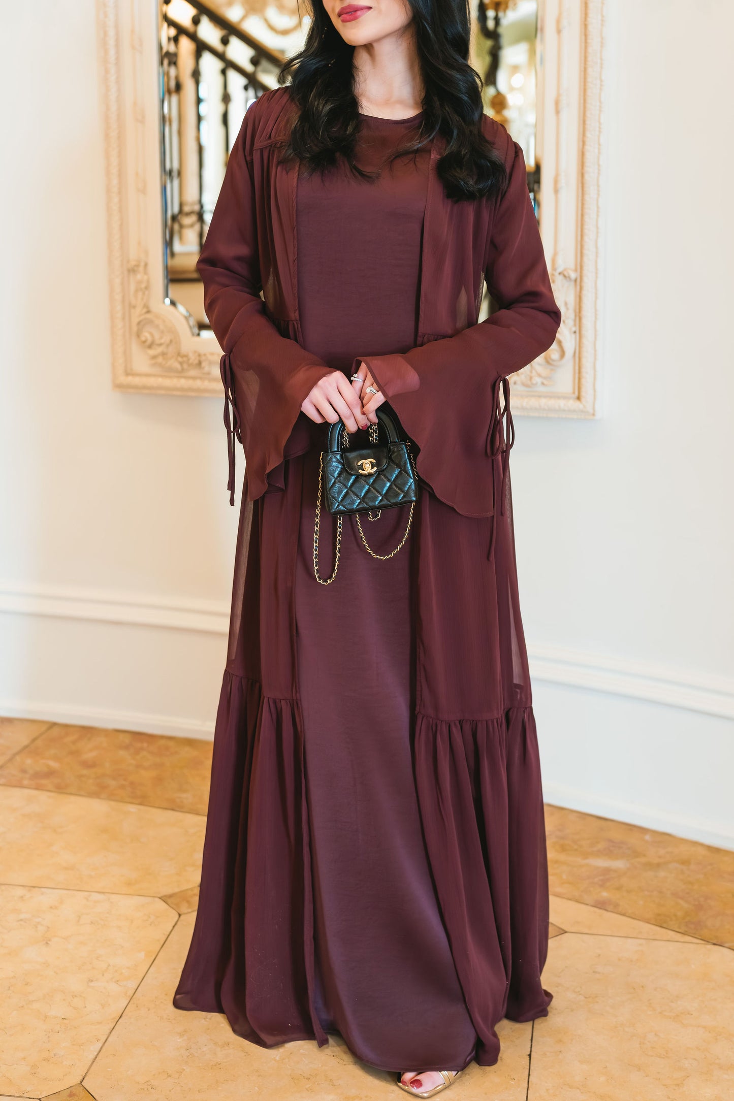 Sofia Abaya Set (Crushed Plum)